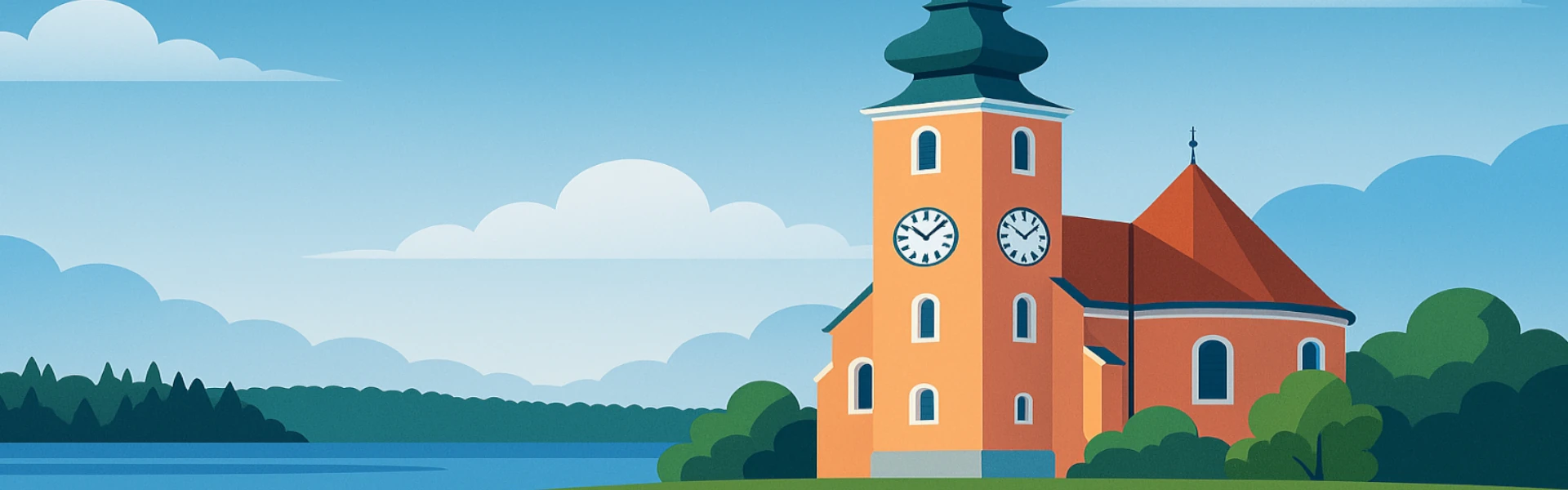 Historische Kirche in Poysdorf im modernen Illustrationsstil – Sliderbild von Elektro Böhm